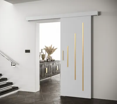 Produktbild von Schiebetür mit goldenem Griff SALOME 11 – weiß