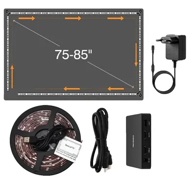 Zdjęcie produktu dla Podświetlenie LED TV, zgodność z 4K HDMI, dynamiczna synchronizacja z telewizorem, wtyczka EU 75 cali