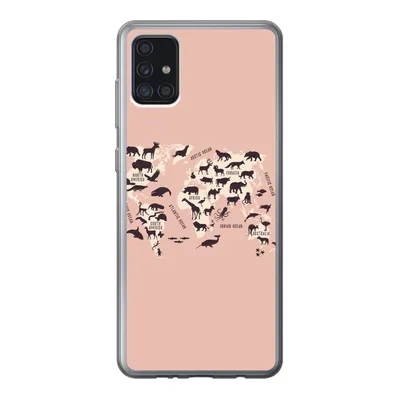 Produktbild von MuchoWow® Handyhülle Schutzhülle Hülle für Samsung Galaxy A52 5G Weltkarte - Tiere - Scherenschnitt Silikon Softcase Handy Hülle - Umschlag