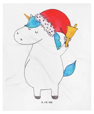Produktbild von Mr. & Mrs. Panda Babydecke Einhorn Weihnachtsmann - Weiß - Geschenk, Einhörner, Schlummerdecke, Weihnachten, Fleecedecke, Erstlingsdecke, Gin, Plaid, Nikolaus, Unicorn