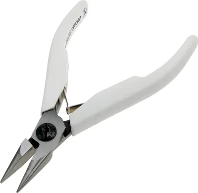 Obrázok produktu pre Flachspitzzange mit weißen, kunststoffüberzogenen Griffen, ohne Hieb, poliert, 120 mm