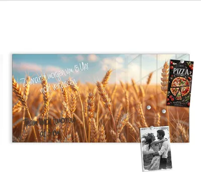 Produktbild von Magnettafel 100x50cm Pinnwand Whiteboard beschreibbar - Weizenfeld Sonnenuntergang