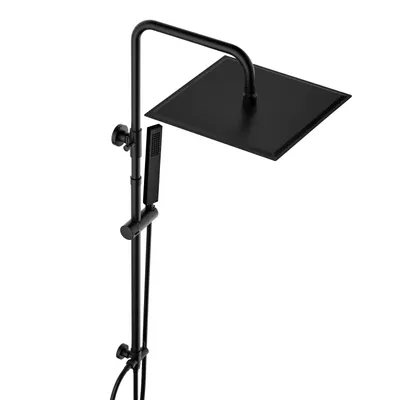 Produktbild von JOHO XXL EdelstahlDuschset Regenduche Duschsystem Duschstange mit Kopfbrause 30x30cm Matt schwarz