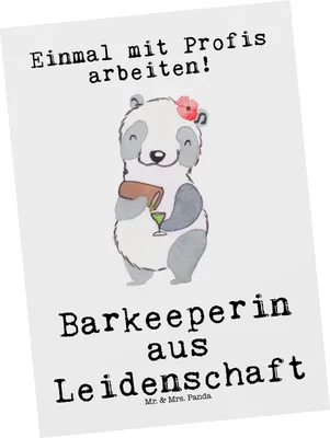 Produktbild von Mr. & Mrs. Panda Postkarte Barkeeperin Leidenschaft - Weiß - Geschenk, Kurs, Postkarten, Bartender, Ausbildung, Grußkarte, bildkarte, Fotokarte, einzelkarte