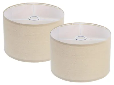 Leinen-Lampenschirm 2er-Set, 30x30x20 cm, E27, cremefarben