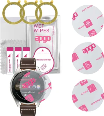 Produktbild von apgo 3 Stück Schutzglas, klar, kompatibel mit Huawei Watch 3 Pro Classic Smartwatch, Hybrid 8H, Ersatz für Hartglas, Displayschutzglas, Bildschirmschutz, Displayschutz, kratzfest