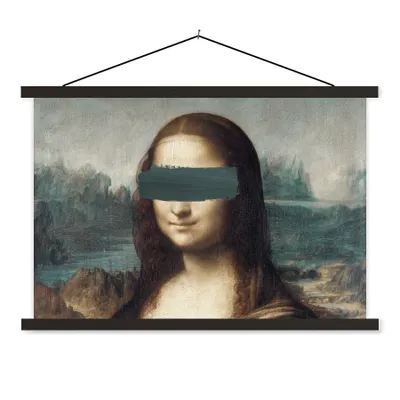 Produktbild von MuchoWow® Textilposter Mona Lisa - Leonardo da Vinci - Gemälde 150x100 cm mit schwarzem Rahmen - Schlafzimmer