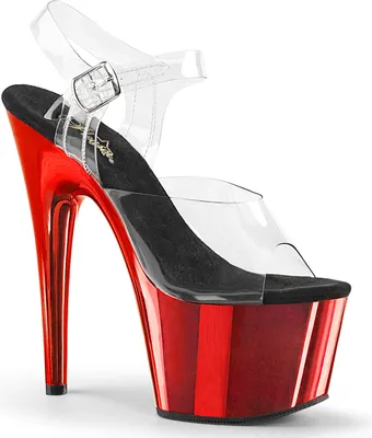 Produktbild von ADORE-708 Damen Sandale von Pleaser, Transparent Rot , EU 44, US 14