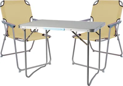 Produktbild von 3-teiliges Campingmöbel Set Alu L70xB50xH59cm beige