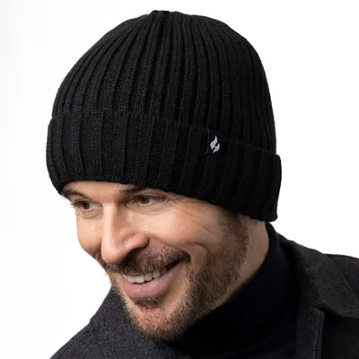 Produktbild von HEAT HOLDERS gerippte Mütze mit Umschlagmanschette Herren schwarz