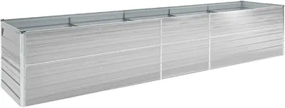 Produktbild von Pflanzkübel Hochbeet Gemüsebeet Pflanzbeet Frühbeet Garten Pflanzkasten Metall Pflanzbeet Blumenhochbeet für Balkon und Garten Verzinkter Stahl 400x80x45 cm Grau