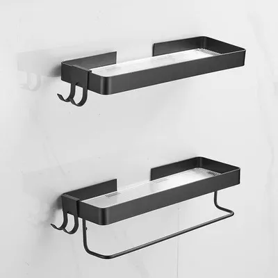 Productafbeelding van Famanu kruidenrek zonder boren - keukenrek met haken - 35 cm - zwart