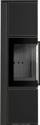 Produktbild von Kaminofen aus Stahl KRATKI TORA/M 8 kW Ø 150 Quarzsinter Nero Assoluto schwarz Verkleidung mit Türfeder