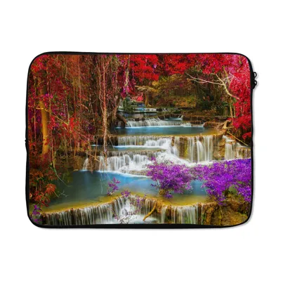 Produktbild von MuchoWow® Laptop Hülle 15 Zoll Wasserfall - Rosa - Bäume Laptoptasche - Laptoptasche - Sleeve - Rundum-Schutz