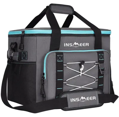 Immagine prodotto di Borsa termica pieghevole da 40 litri, impermeabile, con apribottiglie e tracolla, colore grigio