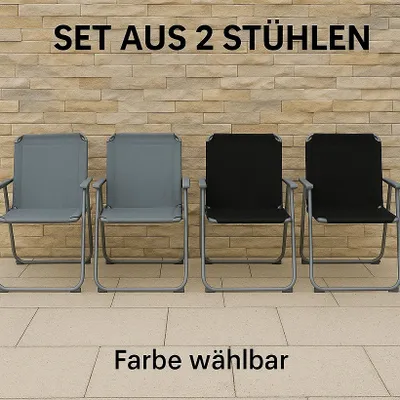 Produktbild von 2er Set Campingstuhl SUNNY SEAT Schwarz faltbarer Klappstuhl Faltstuhl Outdoor Stuhl