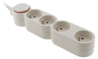Productafbeelding van Wandcontactdoos met 4 stopcontacten, 16A, wit - kabel HO5VV-F 3G1, 1,5 meter - voorzien van een stekker