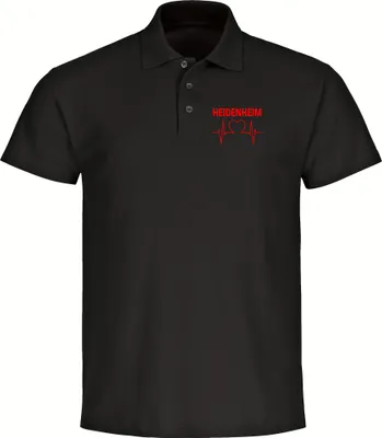 Produktbild von multifanshop Poloshirt - Heidenheim - Herzschlag, schwarz, Größe XXL