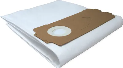 A stack of white vacuum cleaner bags with a brown cardboard adapter.