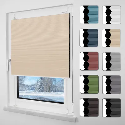 Produktbild von Wabenplissee Plissee ohne Bohren Verdunklung 90x130cm Beige, Thermo Plisseerollo Klemmfix Verdunklungsplissee für Fenster & Tür