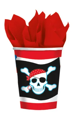Produktbild von Piraten Becher Party-Deko 8 Stück schwarz-rot-weiss 266ml