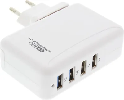 Produktbild von InLine® USB Netzteil 4x, Ladegerät, Stromadapter, 100-240V zu 5V/6A, 30W, weiß