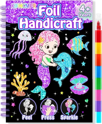 Immagine prodotto di Attività artistiche e manuali a tema sirena, divertimento con fogli colorati per bambini dai 4 anni in su. Colore: viola