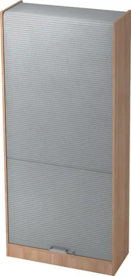 Produktbild von bümö Rollladenschrank office - 5 Ordnerhöhen - Griff: Chromgriff (Metall), Nachbildung: Nussbaum/Silber