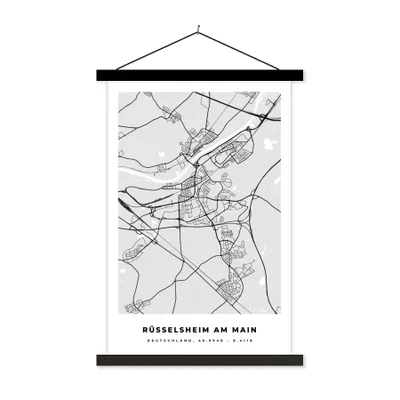 Produktbild von MuchoWow® Textilposter Deutschland - Rüsselsheim Am Main - Karte - Stadtplan - Wegbeschreibung 120x180 cm mit schwarzem Rahmen - Fotos