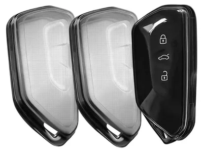 Image de 2 coques de protection en TPU transparentes pour clés de voiture, compatibles avec les modèles 3 ou 2 boutons, pour Volkswagen, Seat, Skoda et Cupra
