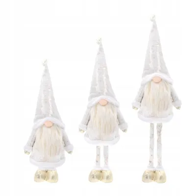 Produktbild von Große Elfen Gnom Deko Figur Weihnachten Weihnachtsdeko Teleskopbeinen Weiß