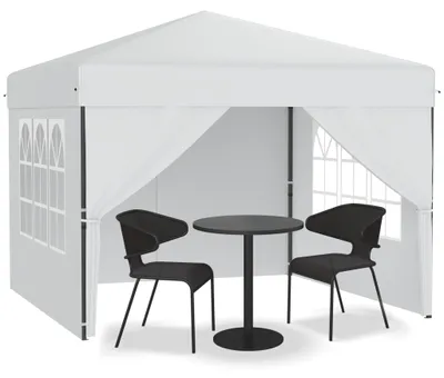 Produktbild von UISEBRT 3x3 m Pop-Up Pavillon, Faltpavillon Ein-Knopf Schnellaufbau, wasserdicht & UV-Schutz, mit 4 Seitenteilen, inkl. Tasche – Weiß