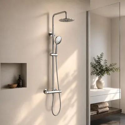 Zdjęcie produktu dla LOMAZOO zestaw prysznicowy Ariel, deszczownica, chrom