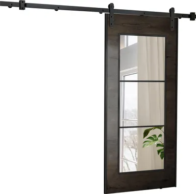 Image de KIER FURNITURE Porte Coulissante Intérieur avec Rail Fêtre Foncé 106x205x1,6 cm