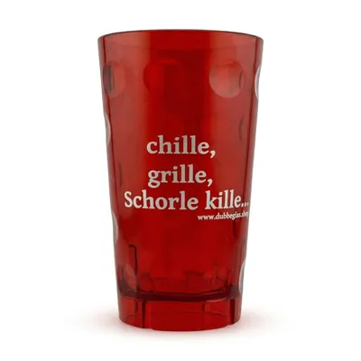"Chille, Grille, Schorle kille..." Dubbebecher (Rot) aus Plastik - 0,5 Liter - Pfälzer Dubbeglas