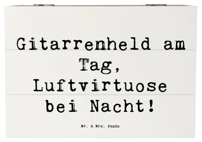 Produktbild von Mr. & Mrs. Panda Box Spruch Gitarrenheld 22 x 15 cm - Weiß - Geschenk, Elektrisch, Instrument, Erinnerungskiste, Liebe, Lernen, Musik, Musiker, Abenteuer, fotobox