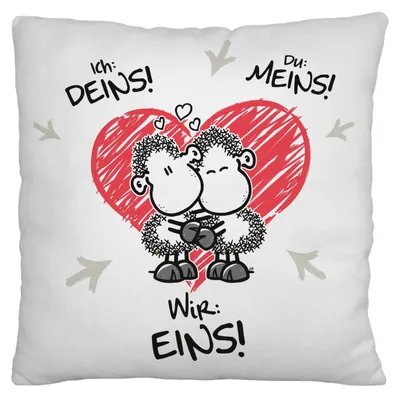 Plüsch-Zierkissen "Wir eins" 25x25 cm, 100% Polyester, waschbar