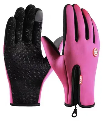 Produktbild von Rosa Handschuhe – Sporthandschuh – Mit Reißverschluss – XL (Herren L) – Touchscreen – Wasserbeständig – CHPN