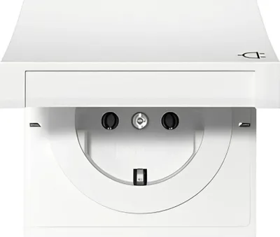Produktbild von GIRA 4454112 SCHUKO-Steckdose Klappdeckel Flächenschalter Reinweiß gl.