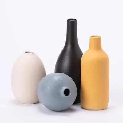 Immagine prodotto di Vaso per fiori in Vetroceramica - Set di 4 - Vasi moderni - Ideali per pampas e fiori secchi - Decorativo