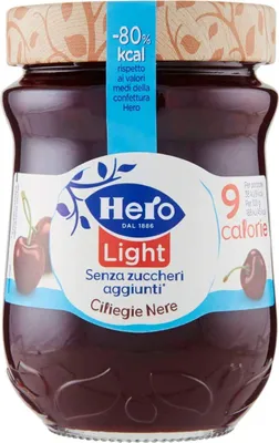 Produktbild von 6x Hero Light Konfitüre Leichte Brotaufstriche Schwarze Kirschen Italien 280 g