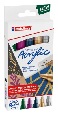 Produktbild von Edding 5100, 5 Stück(e), Gelb, Blau, Grün, Anthrazit, Malve, 2 mm, 3 mm, 175 mm, 80,5 mm