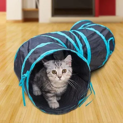 Obrázek produktu pro Tunel pro kočky z recyklovaného plastu / Nejlepší hračka pro kočky – ekologická, 25 x 122 x 25 cm
