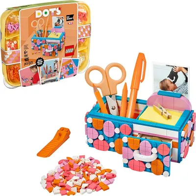 Produktbild von LEGO 41907 DOTS Stiftehalter mit Schublade, Schreibtisch-Organizer, Kinderzimmer-Deko, Basteln für Kinder