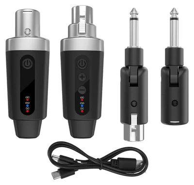 Obrázek produktu pro Bezdrátový mikrofonní systém, bezdrátový vysílač a přijímač 2,4 GHz s konektorem XLR pro dynamické mikrofony, mixážní pulty a hudební nástroje (sestava 1:1)