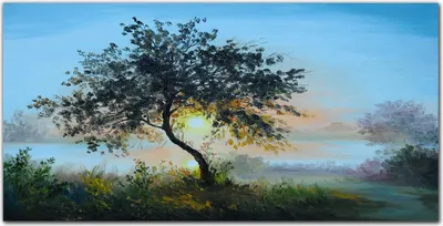 Produktbild von Coloray Bild aus Acryl 140 cm x 70 cm - Dekoration Wohnzimmer Wanddekoration Gehärtetes Acryl Küche Bild auf Acrylglas - Baum Himmel Sonne