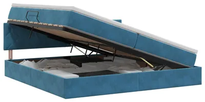 Obrázek produktu pro vidaXL Úložná postel s čelem tmavě modrá 200 x 200 cm samet