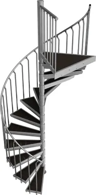 Produktbild von Spindeltreppe Ø 160 cm | Höhen: 234-251 cm | 12 Stufen, ein Podest | WPC-Stufenbelag, Feuerverzinkt