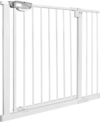 Produktbild von LZQ zábrana na schody, dvojitý zámok, extra bezpečná kovová zábrana na dvere, biela, 95-105 cm, zábrana na dvere | 90° doraz | automatické zatváranie
