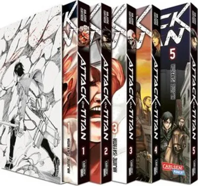 Produktbild von Attack on Titan, Bände 1-5 im Sammelschuber mit Extra
